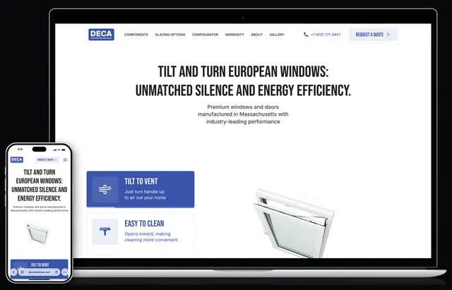 DECA Windows website on a laptop and a phone